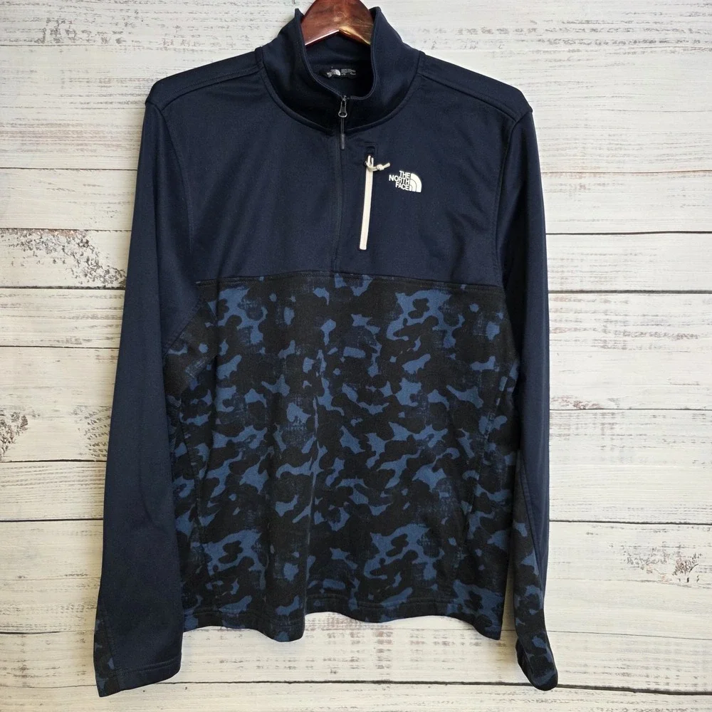 North Face Ventrix‎ Cinder Jacket 1/4 Zip Mens Large Blue Camo Pullover Fleece